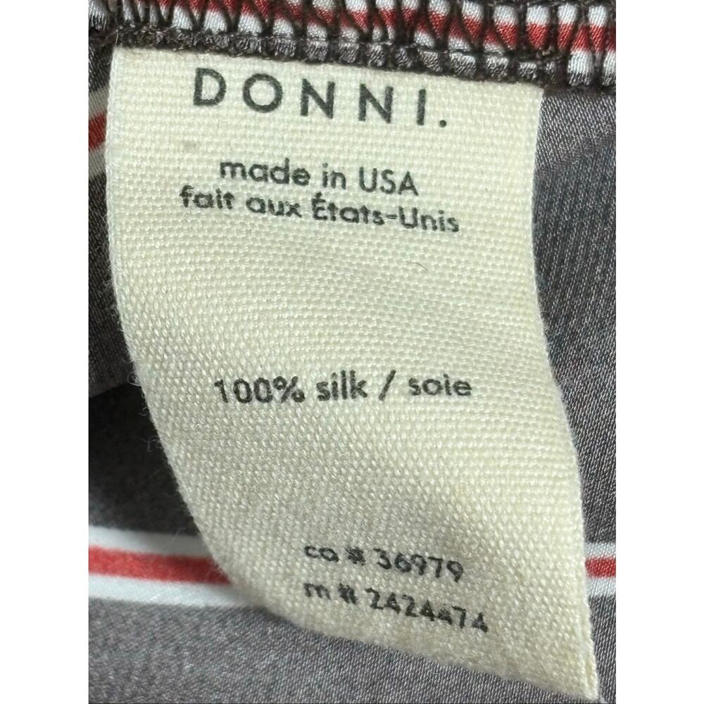 Donni. The Silk Pinstripe Shirt Brown Red White Medium - Picture 5 of 5